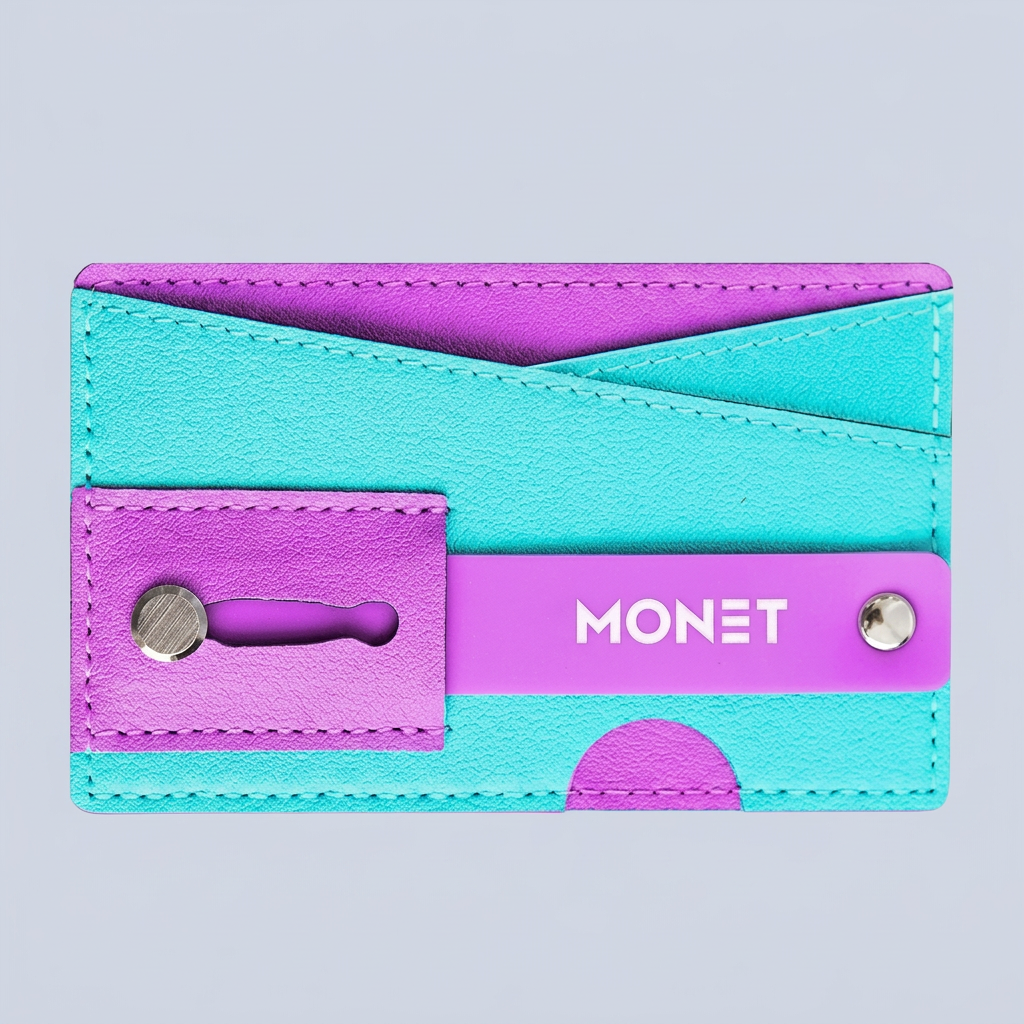 Monet Ultra Grip 3-in-1 Smartphone Wallet and Card Holder Kickstand - Cyan Purple