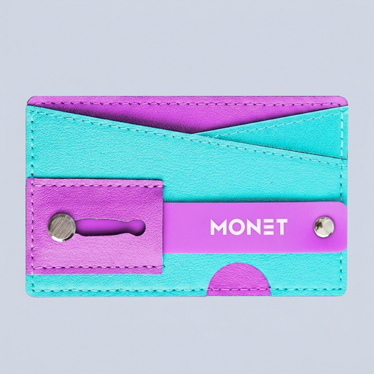 Monet Ultra Grip 3-in-1 Smartphone Wallet and Card Holder Kickstand - Cyan Purple