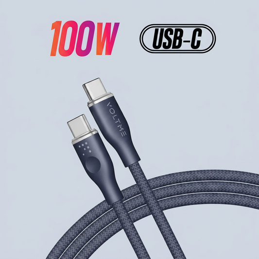 Voltme 100W USB-C to USB-C Fast Charging Cable 1m 3 3ft Dual Nylon Braided Cord PD 5A