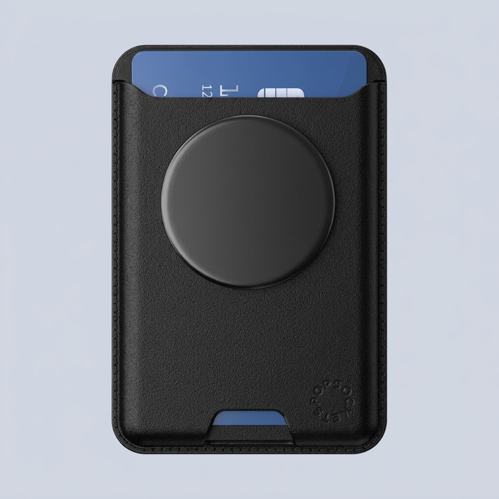 PopSockets Phone Wallet for MagSafe Phone Card Holder with Grip - Black