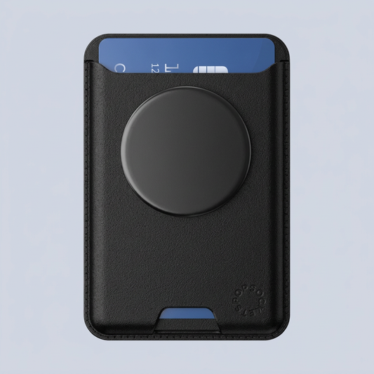 PopSockets Phone Wallet for MagSafe Phone Card Holder with Grip - Black