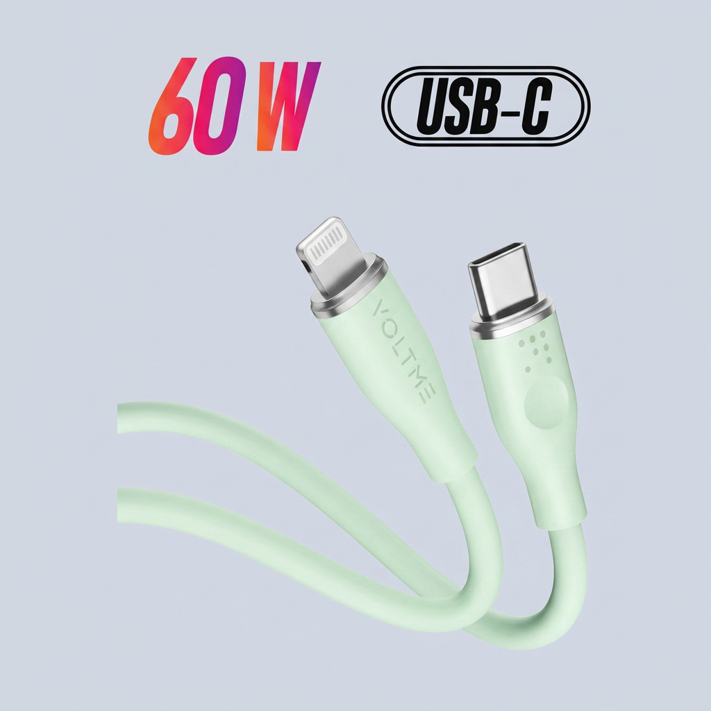 Voltme Powerlink Moss Liquid Silicon Cable USB A to Lightning 3A 60W 1 2M Zinc-Alloy