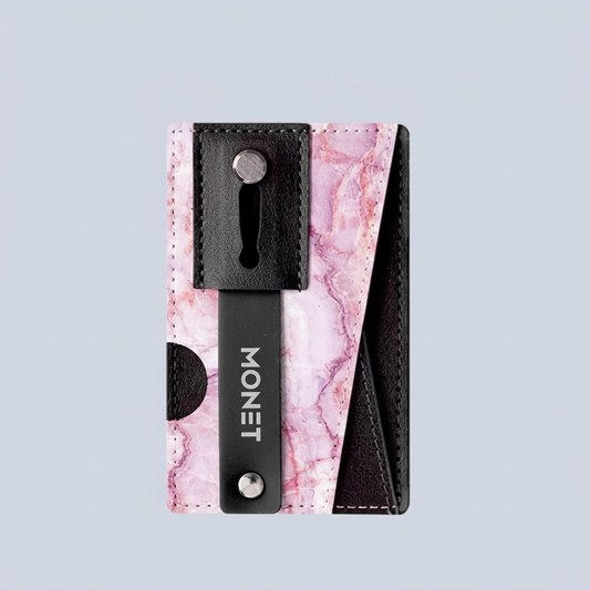 Monet Wallet And Grip Kickstand Black on Pink Marble