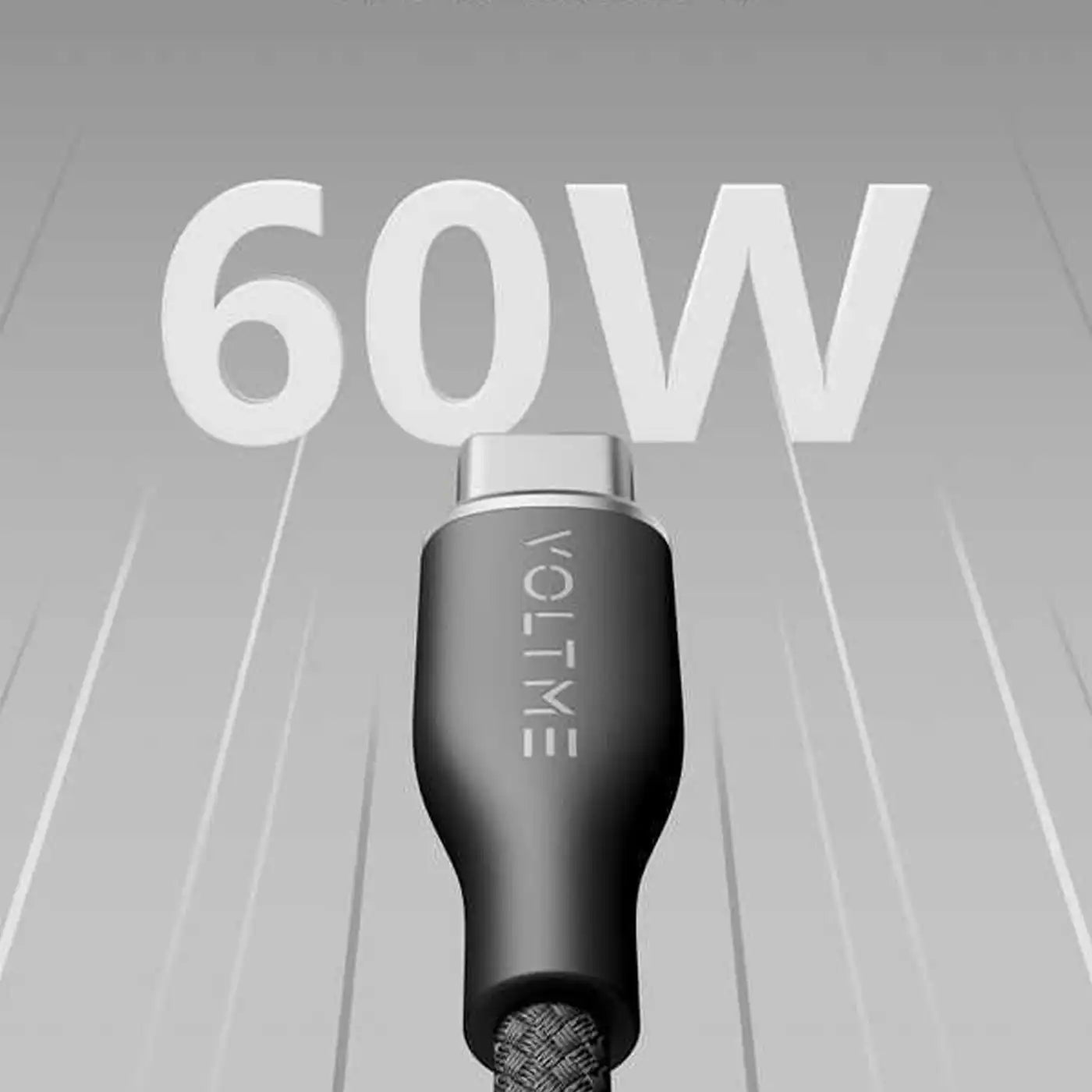 كابل شحن ⁦VOLTME Lug Series⁩ نيلون ⁦USB-C⁩ إلى ⁦USB-C 60W⁩ أسود ⁦1.8⁩م