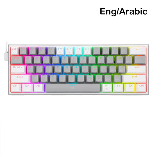 K617 Fizz 60% Wired RGB Mechanical Gaming Keyboard - Grey/White (Eng/Arabic)